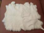 2x Genuine Rabbit Skin Pelts Fur Leather Hide Craft DIY Material Decor White