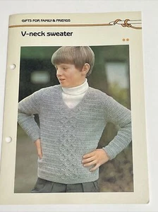 V Neck Sweater Boys Size Crochet Pattern Marshall Cavendish - Picture 1 of 4
