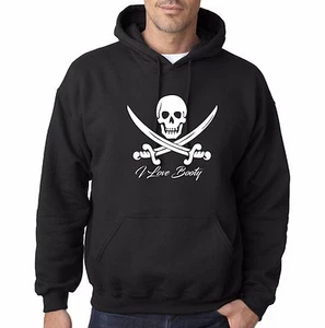 I Love Booty Pirates Sudadera con Capucha Merodeadores Bucaneros Moda Camisa con Capucha Popular - Imagen 1 de 1