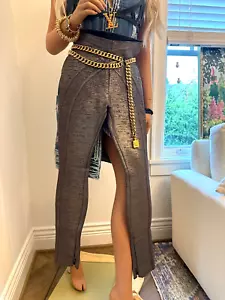 Leggings HERVE LEGER Gunmetal Bendage Holiday Hot-Pant vita alta metallizzati piccoli - Foto 1 di 10