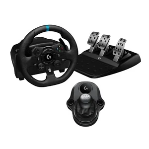 Pedales de rueda de carreras Logitech G923 + palanca de cambios de conducción G cuero real Xbox PC Mac - Imagen 1 de 5