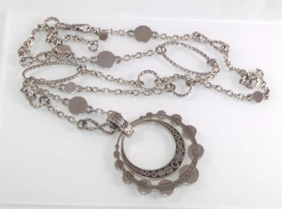 Fab! $1890 JOHN HARDY Círculo Abierto Punto Deco Disco Colgante Collar 925 18k Largo Foto 1 de 4