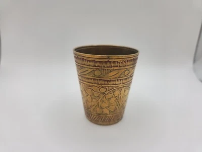Vintage Brass Lassie Breaker Shot Glass / Water Cup Handmade India Pakistan  - Image 1 of 4