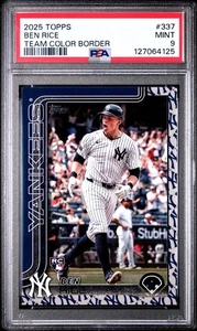2025 Topps Series 1 Ben Rice Team Logo Border Variation RC #337 Yankees NY PSA 9 - Picture 1 of 3