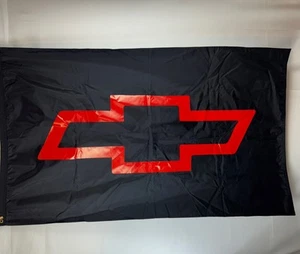 Racing Chevy Bowtie Premium Flag 3' x 5' Black Red Banner Flag 2-sided - Picture 1 of 2