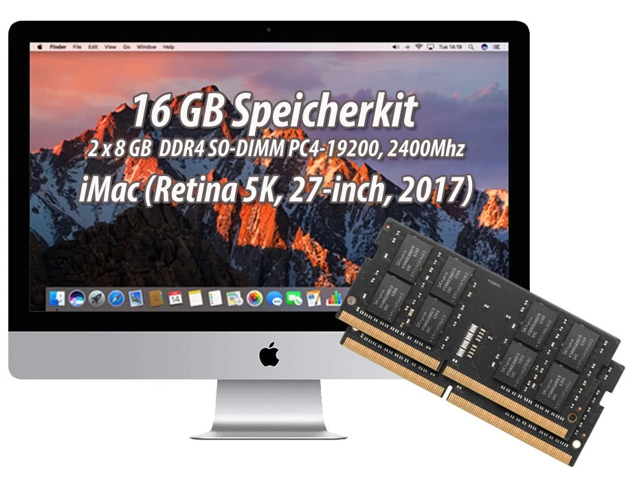 16 GB Arbeitsspeicher Kit  RAM DDR4 SO-DIMM Apple iMac 27”  Retina 5K 2017 - Bild 1 von 1