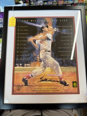 Póster de la lista de éxitos de Ted William firmado autografiado auténtico Foto 1 de 3