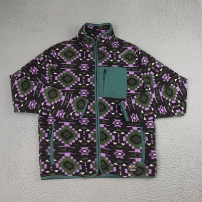 WeSC Jacket Mens Large Black Green Purple Fleece Full Zip Aztec Geometric Nylon - Image 1 of 4