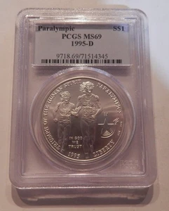 1995 D Olympics Paralympics Blind Runner Commemorative Silver Dollar PGCS MS69 - Picture 1 of 2