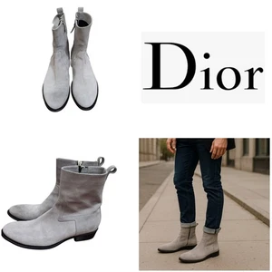 Dior Homme Wildleder Stiefeletten Herren Grau Wildleder Halbhohe Stiefel Größe US 12 / EU 46 - Bild 1 von 14