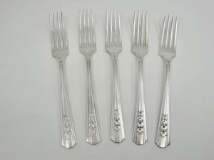 5 Pcs Wm A Rogers Oneida Rosalie Dinner Forks Silverplate A1 Plus 7.5" Flowers - Picture 1 of 5