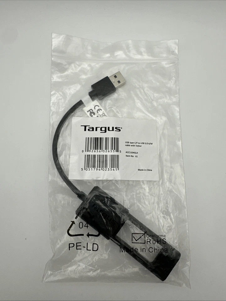 Targus USB Type-C To USB Type-A Adapter Cable w/ Tether ACC1104GLX - Image 1 of 1