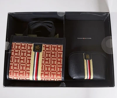 Tommy Hilfiger 2-Piece Tote Bag & Coin Purse Gift Set Navy/Red New in Box - Image 1 of 4