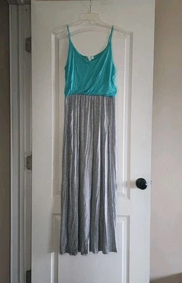 Сахар дождь морской пены зеленый серый регулируемый спагетти ремень макси платье размер M - Изображение 1 из 4