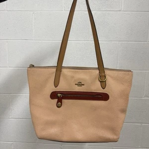 Coach New 58568 Taylor Tote Ivory Blush Multi Color Block Leather Bag - Picture 1 of 20