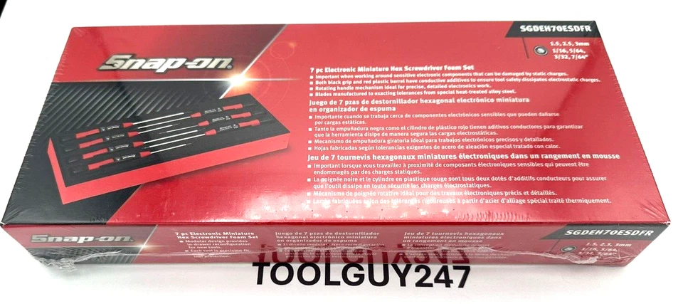 SNAP ON TOOL 7Pc Electronic Miniature Hex Screwdriver RED FOAM Set SGDEH70ESDF+ - Image 1 of 4