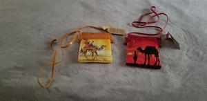 Two Sukriti Desert Scene Hand Painted Genuine Leather Crossbody Bag NWT - Picture 1 of 5