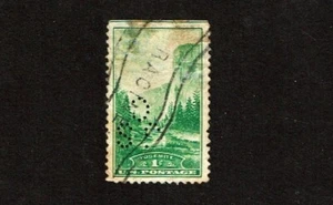 1934 U.S. NATIONAL PARKS ISSUE 1c Green YOSEMITE Sc#740 Used PERFIN - Picture 1 of 1