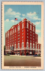 Postal de Hotel Hayes Jackson Michigan MI HW McConnell Manager Curt Teich N69 - Imagen 1 de 2