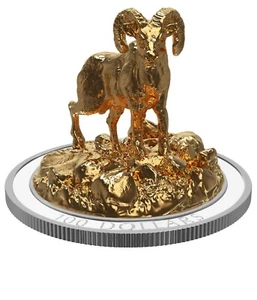2017 $100 Sculpture of Majestic Canadian Animals: Bighorn Sheep - Pure Silver - Picture 1 of 4