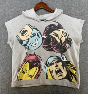 Marvel Cropped Graphic Hooded Short Sleeve Hoodie Women’s Juniors Size Medium - Picture 1 of 14