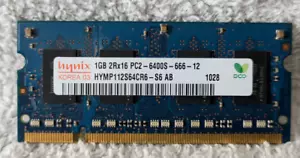 Hynix 1GB 2Rx16 PC2-6400S-666-12 SO-DIMM HYMP112S64CR6-S6 AB DDR-2 Laptop Memory - Picture 1 of 2