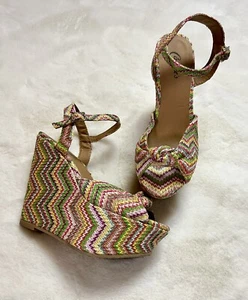 Candies Wedge Sandals Platform Chunky Heel Rainbow Retro Sling Back Women’s 6 - Picture 1 of 7