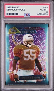 Derrick Brooks Tampa Bay Bucs Salón de la fama 1995 Finest #193 Rookie RC PSA 8 casi nuevo-como nuevo - Imagen 1 de 2