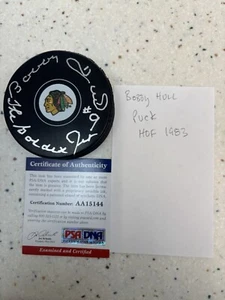 BOBBY HULL AUTOGRAPHED HOCKEY HALL OF FAME SIGNED HOF 1983 "THE GOLDEN JET" - Picture 1 of 1