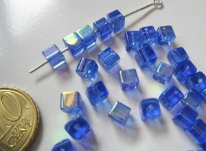 Perlas cúbicas cristal de Siam 4 mm X 24 UNIDADES azul azulón abalorios - Imagen 1 de 3
