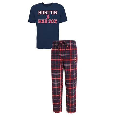 Boston Red Sox Pajamas Men's Halftime Shirt & Pant Sleep Set Cover
