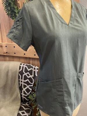 Greys Anatomy By Barco Womens Size XS Signature Scrub Top V Neck Green - Image 1 of 4