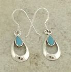 CUTE HIGH POLISH .925 STERLING SILVER TURQUOISE DROP EARRINGS style# e0914