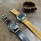 Size 24mm Vintage Military Army Style Leather Watch Wrist Strap Band #162