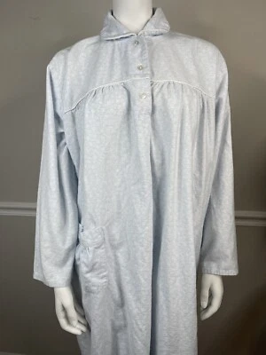 Women’s VTG Flannel Nightgown Sears Plus Sz 1X Blue Floral Fundamentals cotton - Image 1 of 4