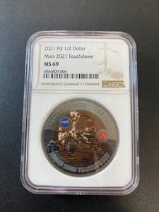 2021 FIJI HALF DOLLAR MARS TOUCHDOWN NGC MS-69 - UNCIRCULATED - CERTIFIED - 50C - Picture 1 of 2