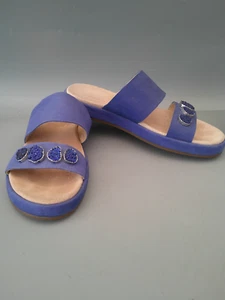 Clarks Blue Nu buck leather slip on sandals mules size 4 - Picture 1 of 11