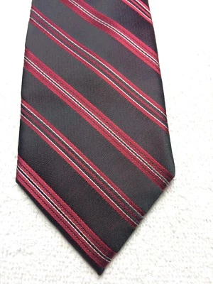 J FERRAR MENS TIE BROWN WITH RED AND WHITE STRIPES NWOT  2.75 X 60 NARROW - Image 1 of 4