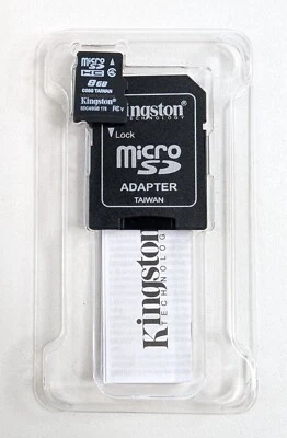 Kingston 8GB Class 4 MicroSDHC Card Flash Memory w/ SD Adapter - NWOB - Image 1 of 4