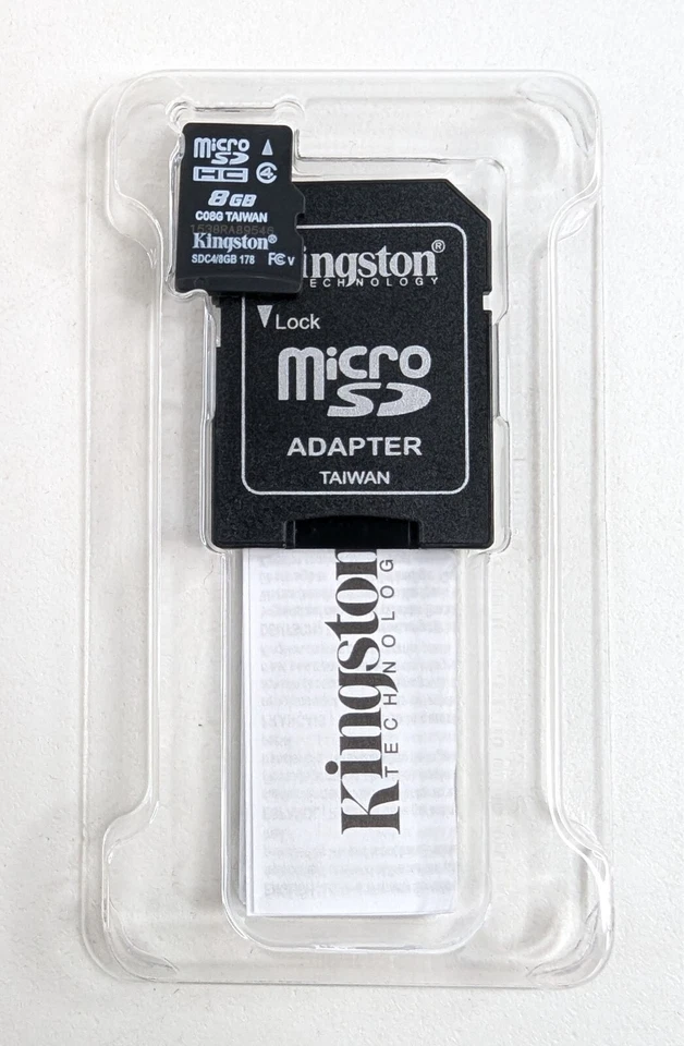 Kingston 8GB Class 4 MicroSDHC Card Flash Memory w/ SD Adapter - NWOB - Image 1 of 4