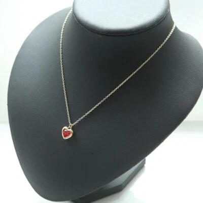 Collar colgante Coach Halo Corazón en oro/rojo con bolsa antipolvo Foto 1 de 4