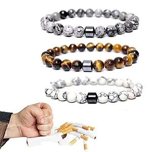 Triple Protection Smoking Cessation Bracelets 8MM Magnet Anti Smoke Bracelet AU - Picture 1 of 23