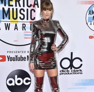 Taylor Swift Dress Kleid Party Silber Disco NEU Designer - Bild 1 von 5