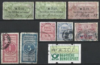 EMPIRE ALLEMAND - Lot varié de 9 timbres fiscaux oblitérés - Photo 1/2