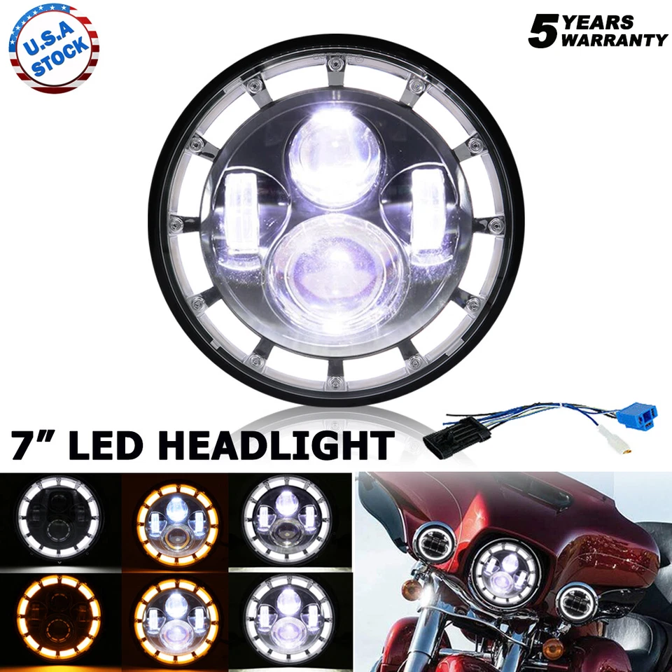 7inch Motorcycle LED Headlight Hi-Lo DRL For Honda Shadow VXL Sabre 110 RVF750R - Image 1 of 4