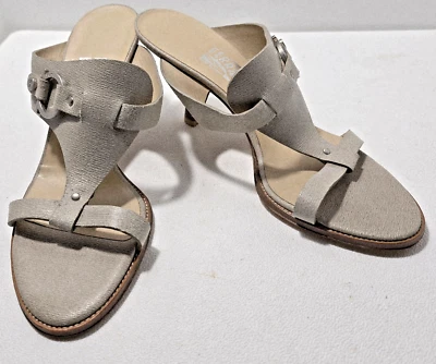Salvatore Ferragamo Sandalias Mujer 8 B Correa en T Zapatos Masilla Cuero Foto 1 de 4