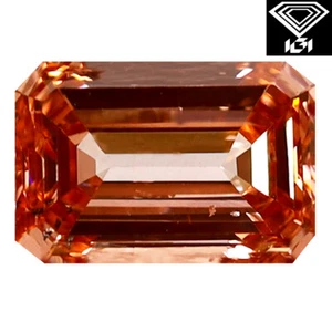 IGI Certified Fancy Brownish Pink CVD Diamond 1.04 ct Emerald Cut (7 x 5 mm) SI1 - Picture 1 of 3
