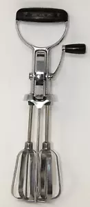 Mezclador batidor de huevos de manivela manual de acero inoxidable EKCO BEST de colección asas negras usado en excelente estado - Imagen 1 de 10