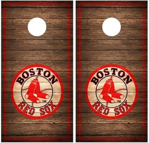 Boston Red Sox Vintage Wood Cornhole Board Decal Wrap Wraps (brown) - Picture 1 of 3