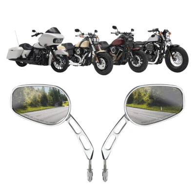 Par de espelhos retrovisores cromados para Harley Touring Road King Street Glide Fatboy - Imagem 1 de 4